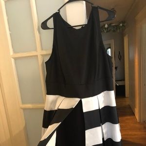 Kate Spade-Style Split front Striped Gown